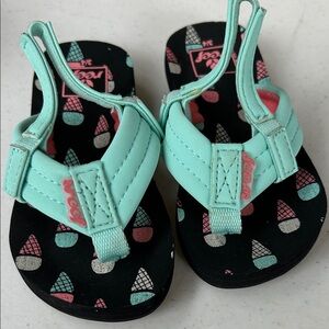 Reef Kids Aqua and Black Sandals